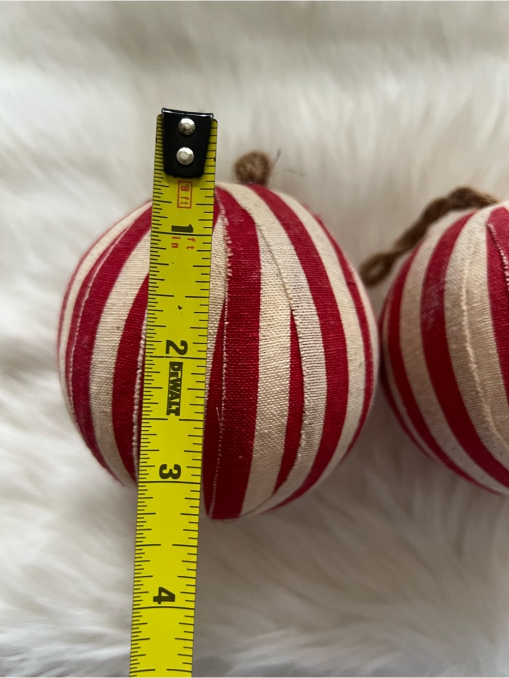 Red and Cream Striped Holiday Ornament Set - at home - Picture 3 of 5